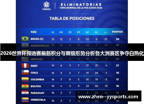 2026世界杯预选赛最新积分与晋级形势分析各大洲赛区争夺白热化